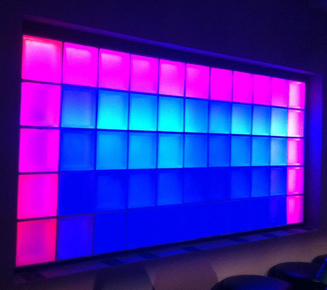 LED feature wall with glass bricks